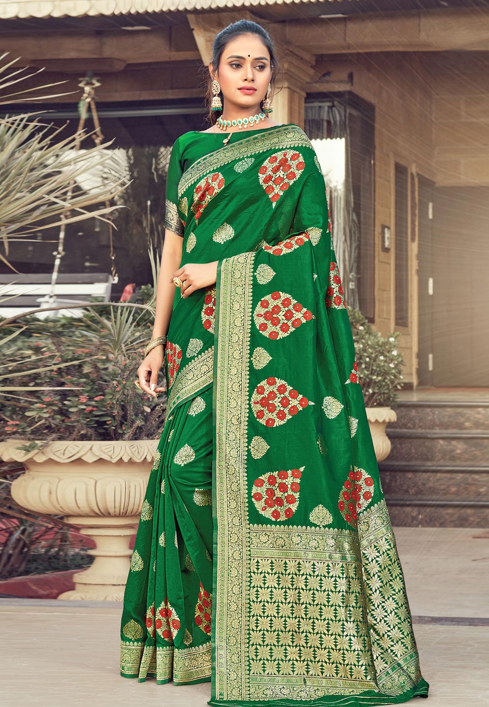 Green Silk Festival Wear Saree 224122