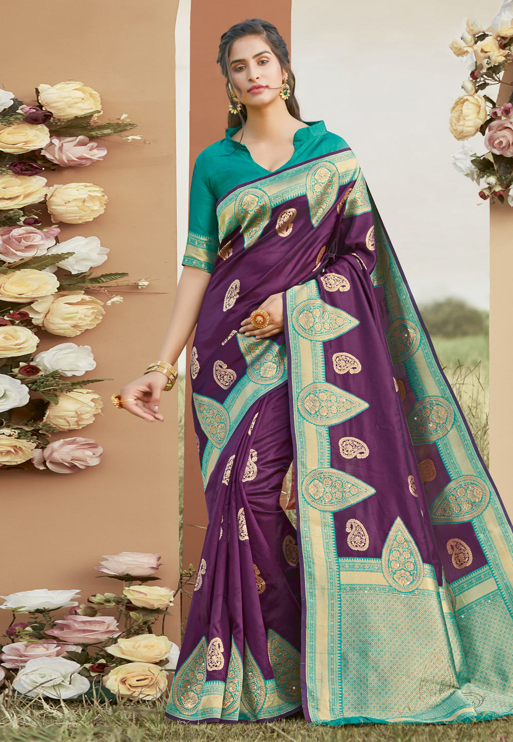 Purple Silk Saree With Blouse 224131