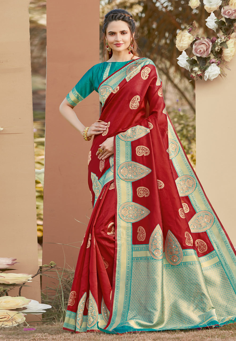 Red Silk Festival Wear Saree 224132