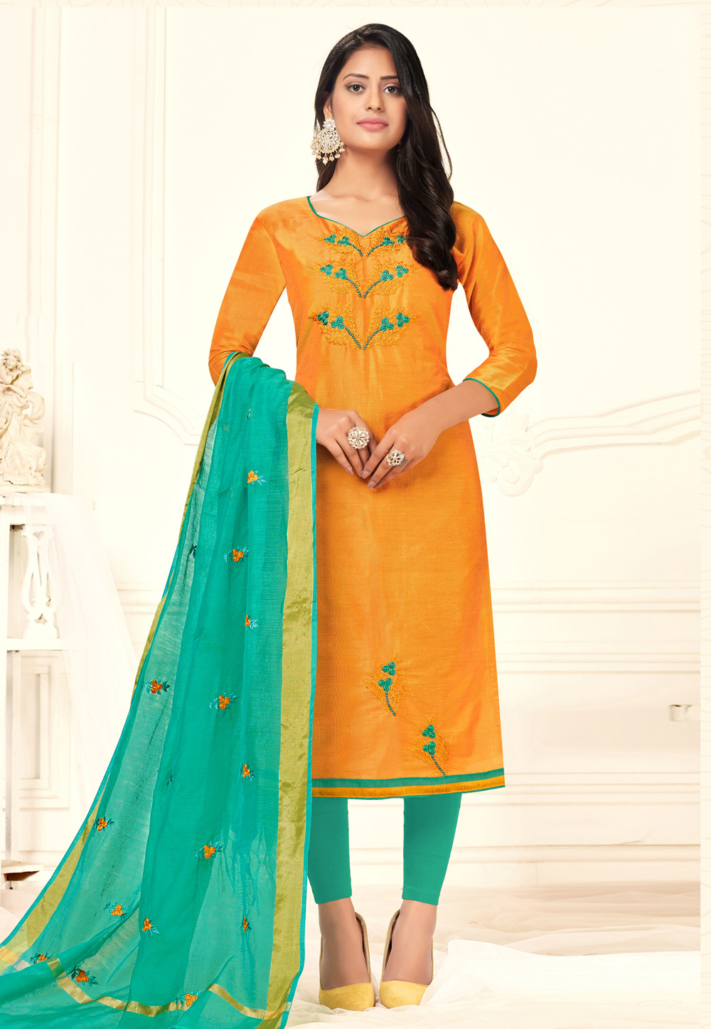 Yellow Cotton Kameez With Pant 226024