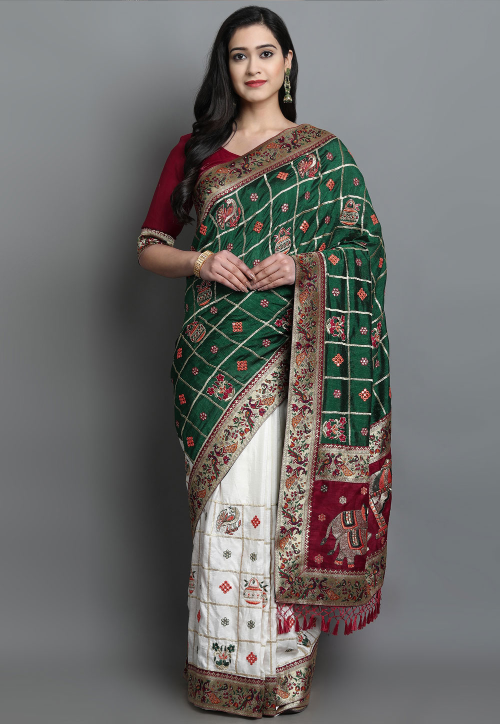 Green Silk Saree With Blouse 227249