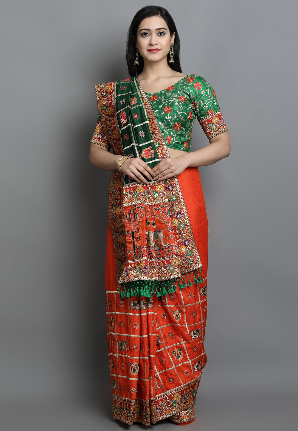 Orange Silk Festival Wear Saree 227245