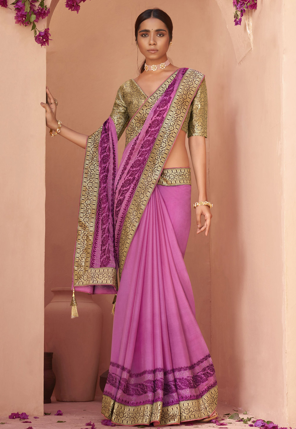 Light Purple Chiffon Festival Wear Saree 227505