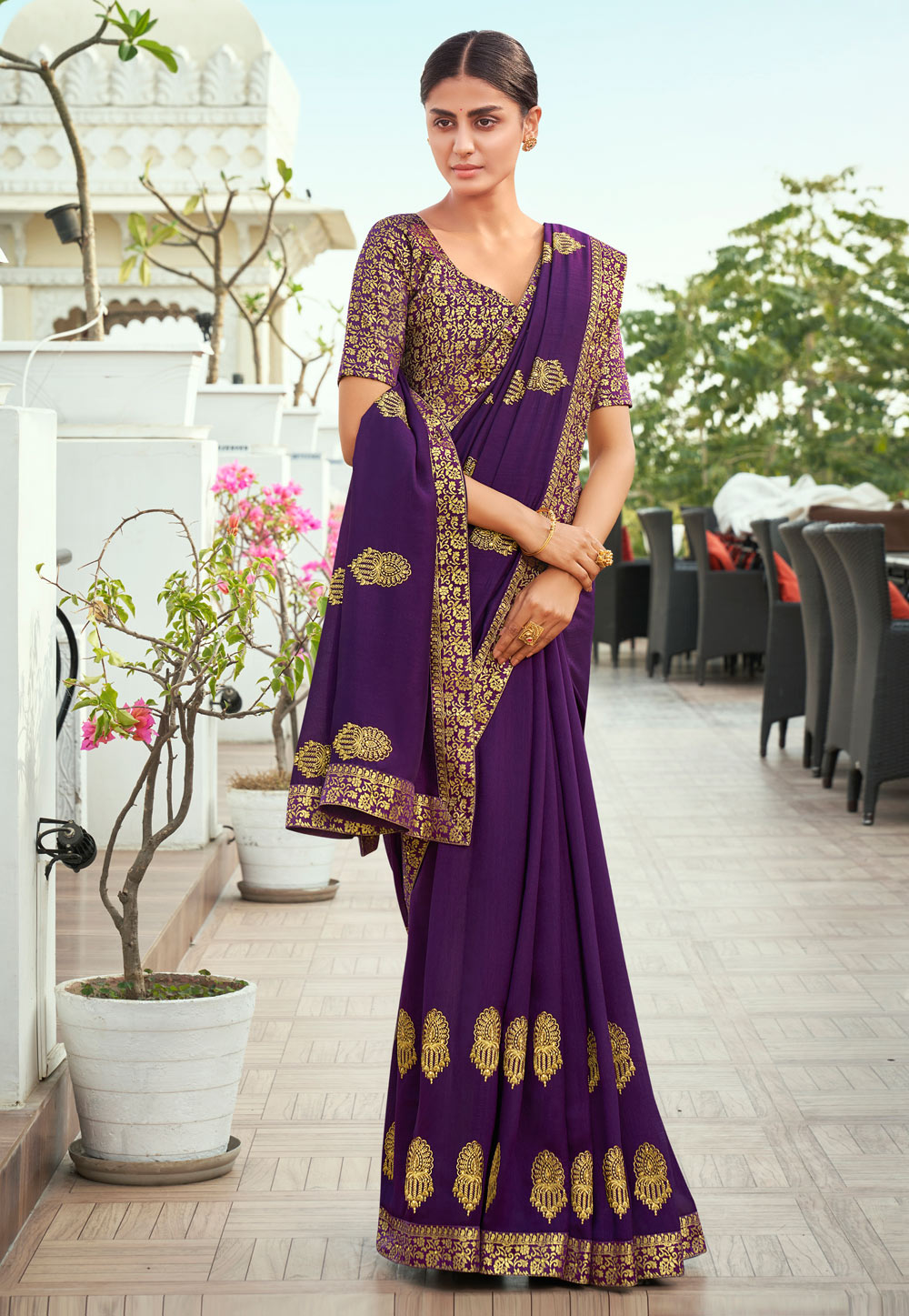 Violet Silk Festival Wear Saree 228354