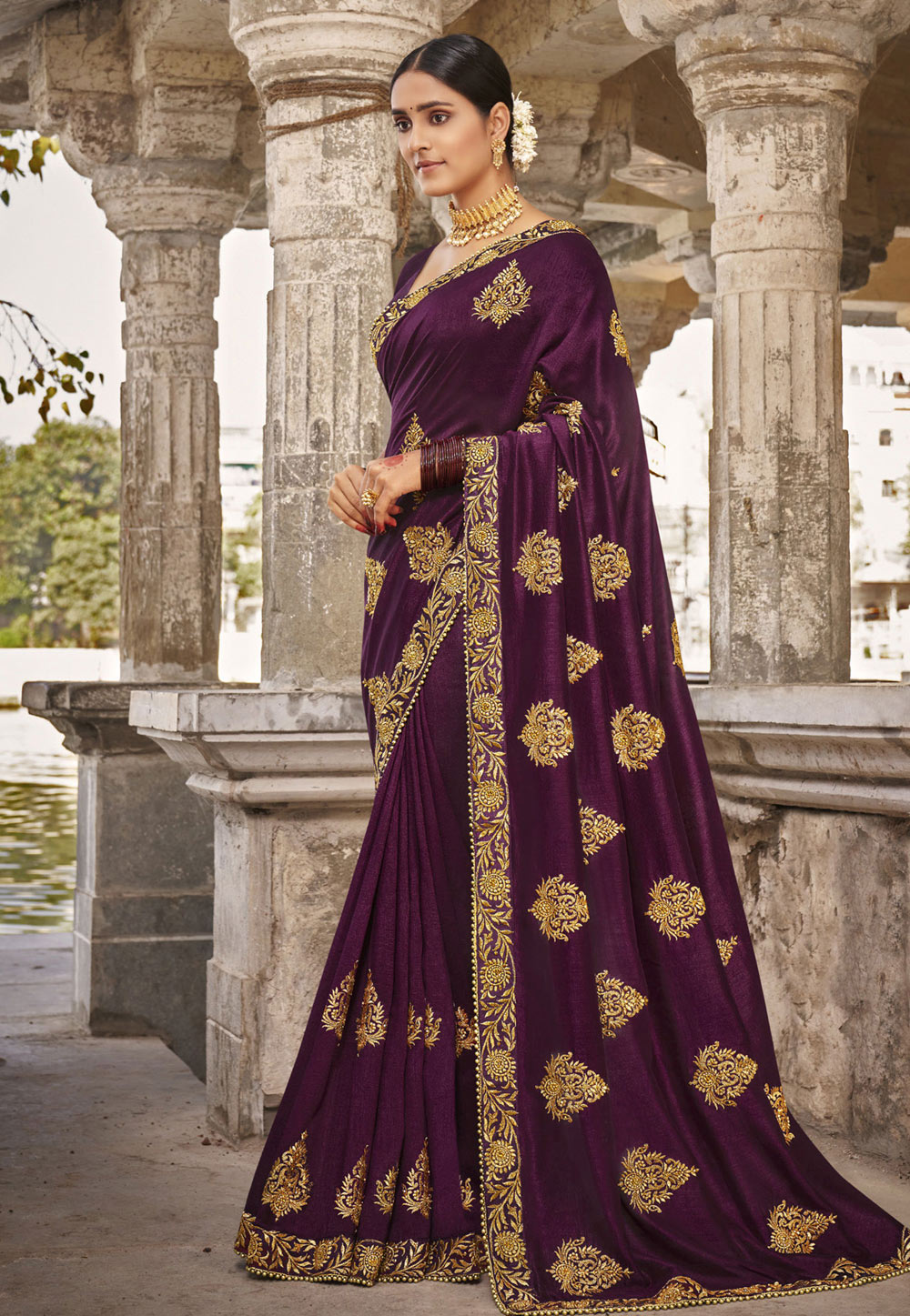 Purple Silk Festival Wear Saree 228551
