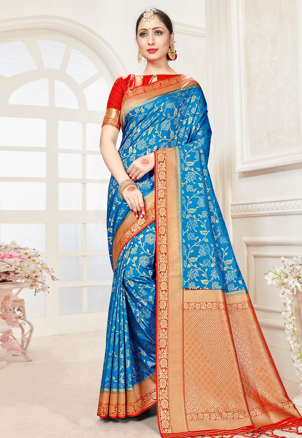 Blue Banarasi Silk Festival Wear Saree 230665