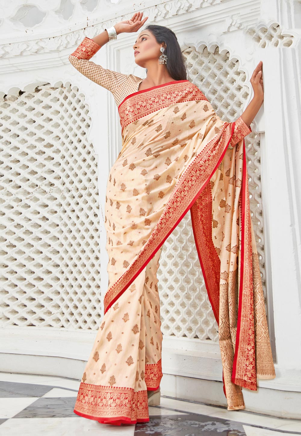 Beige Cotton Saree With Blouse 231775