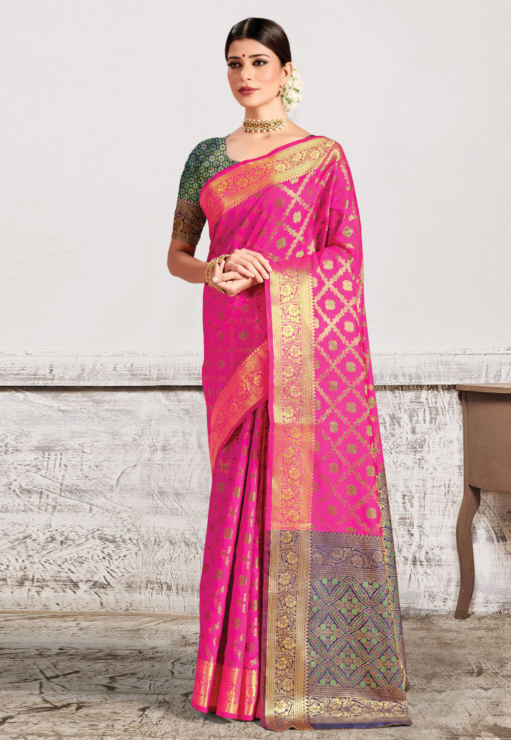 Magenta Silk Festival Wear Saree 240807