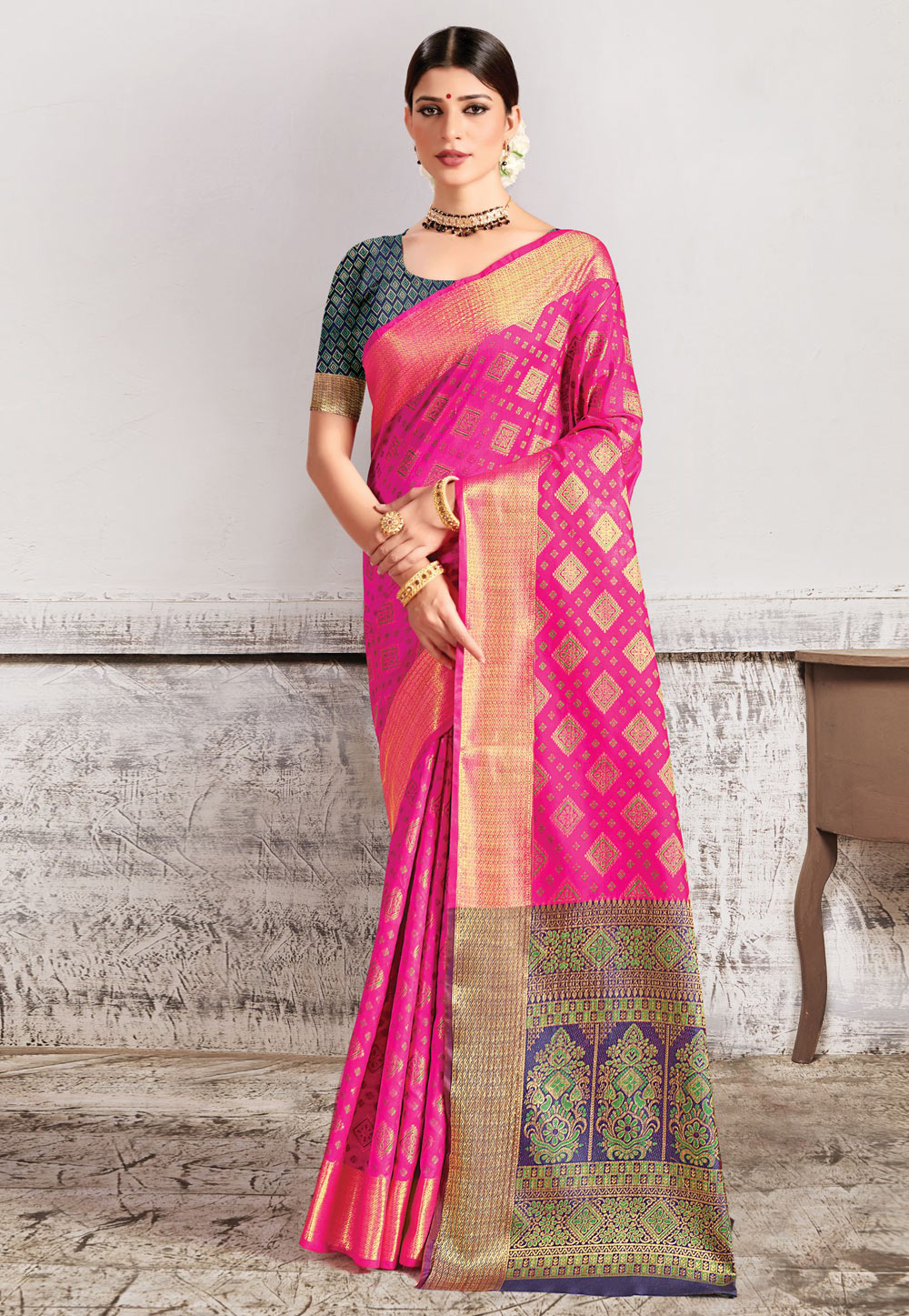 Magenta Silk Festival Wear Saree 240811