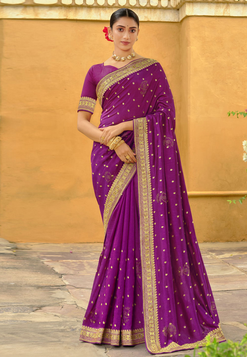 Purple Art Silk Saree With Blouse 243683