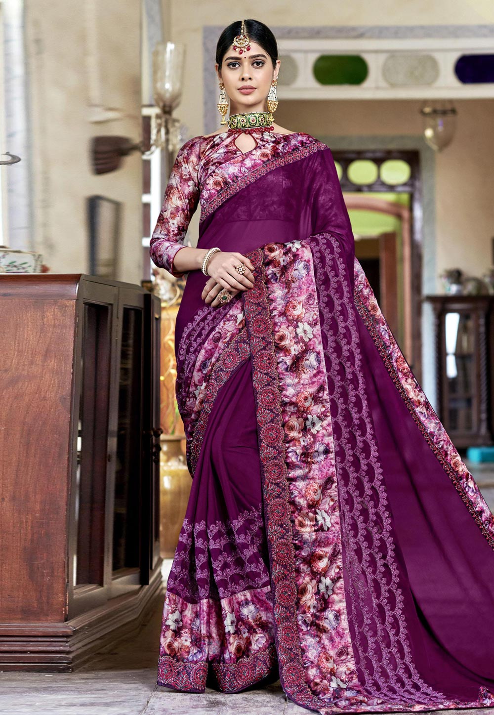 Purple Art Silk Saree With Blouse 245353