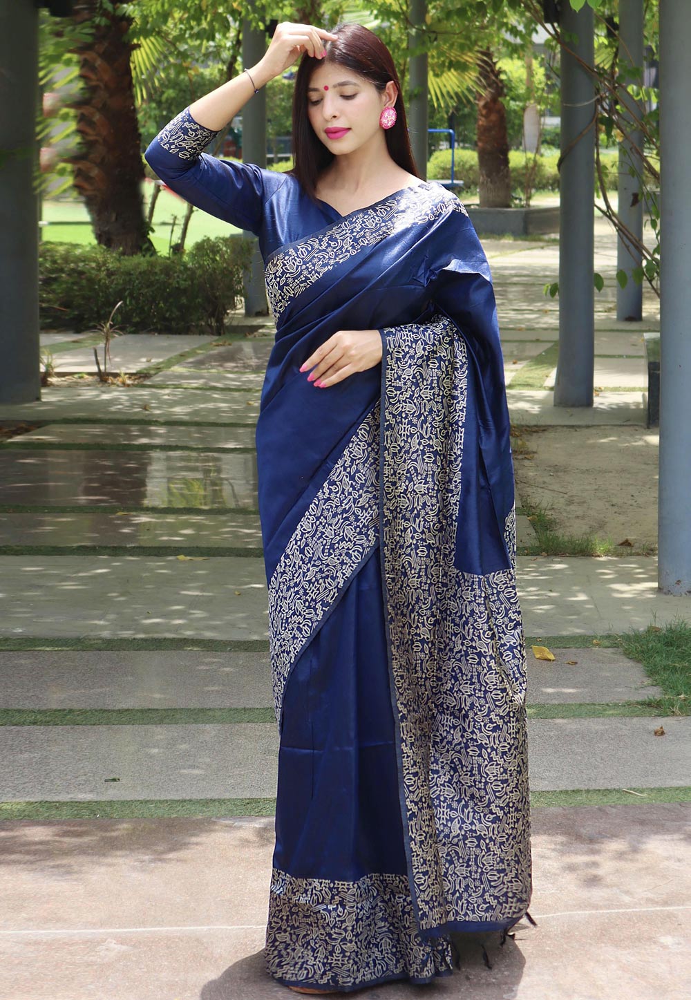 Buy sheladiya Woven Banarasi Pure Silk Dark Blue Sarees Online @ Best Price  In India | Flipkart.com