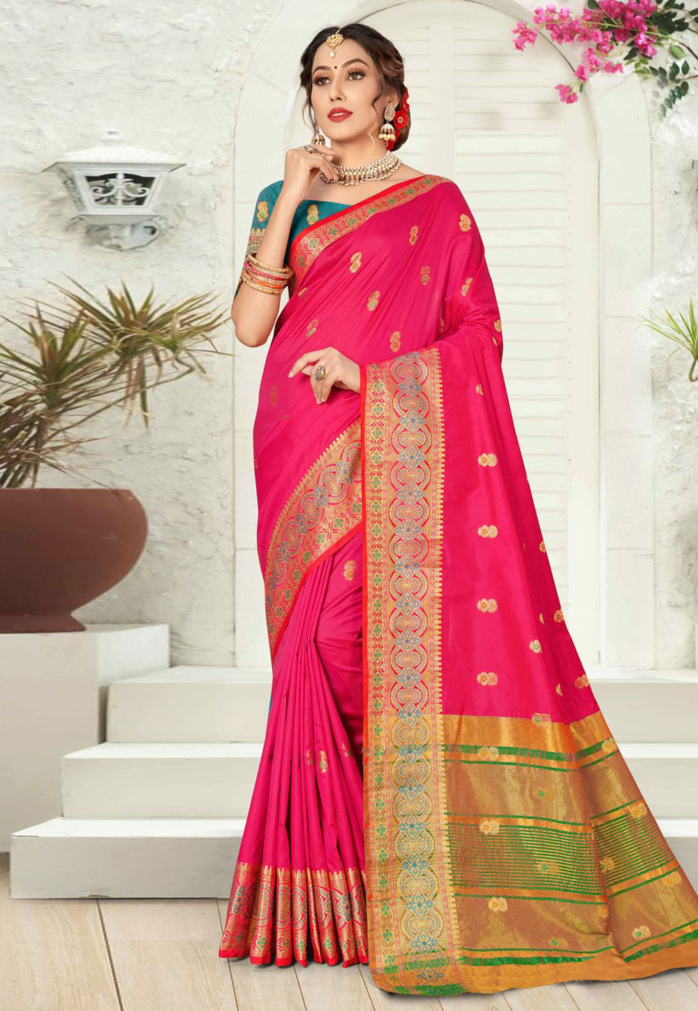 Magenta Silk Saree With Blouse 245501