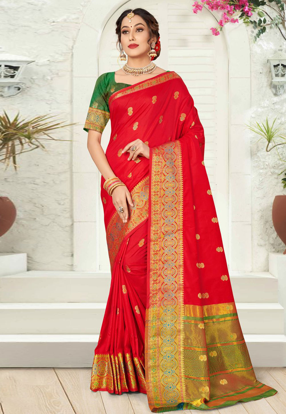 Red Silk Saree With Blouse 245505
