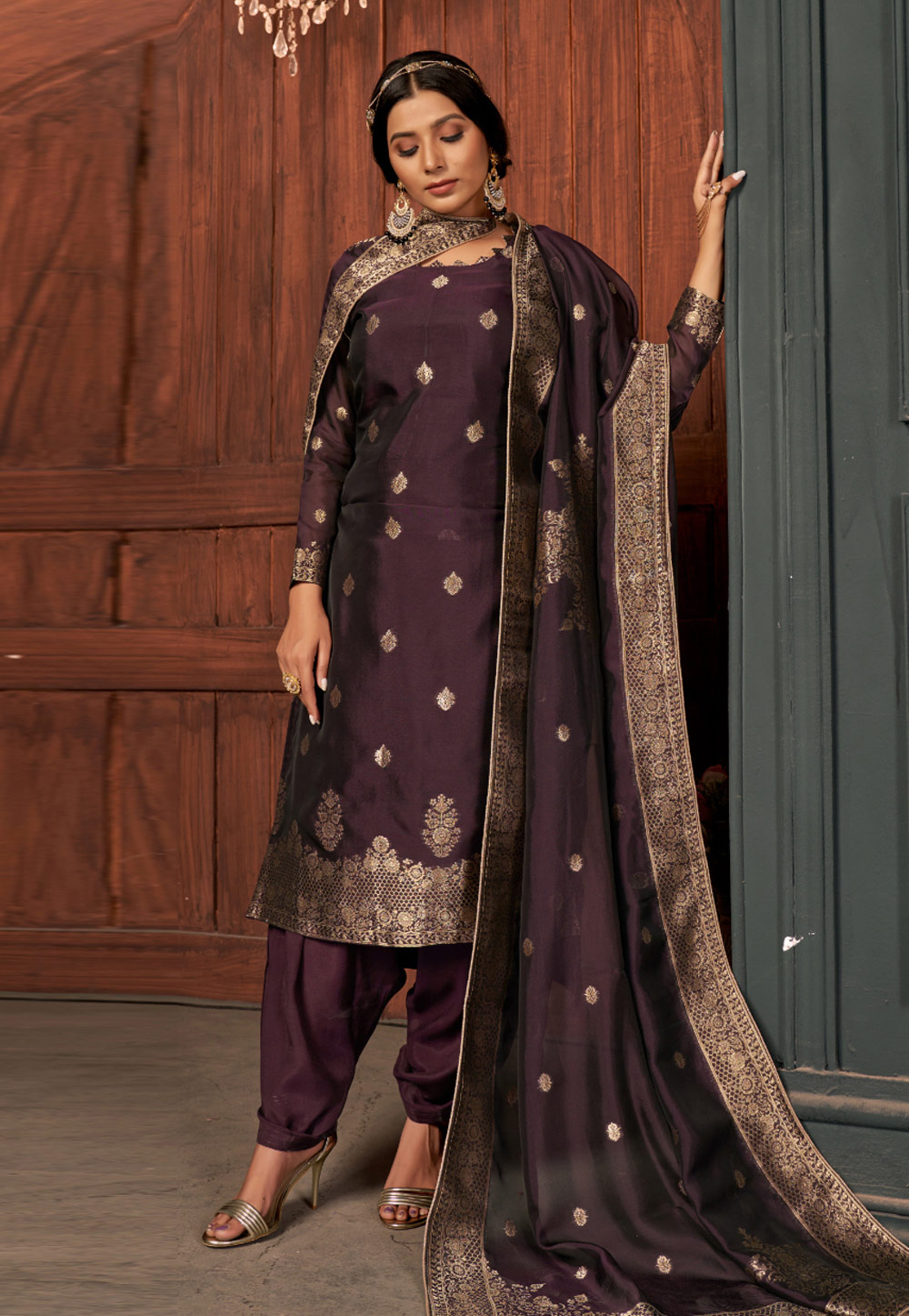 Purple Viscose Punjabi Suit 246790
