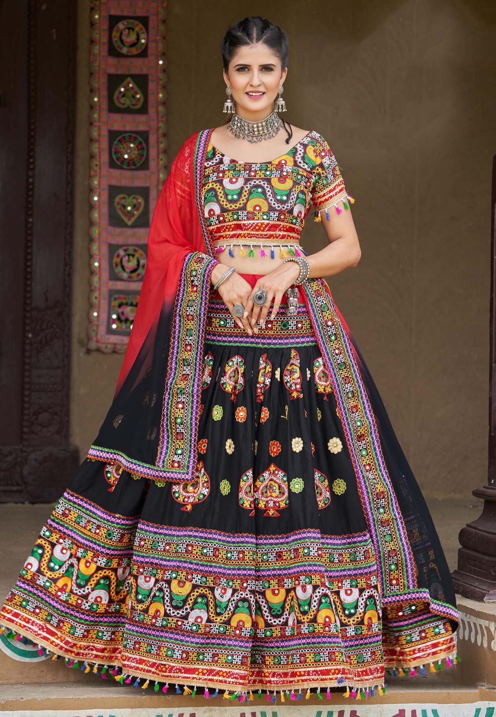 Black Cotton Navratri Chaniya Choli 248832