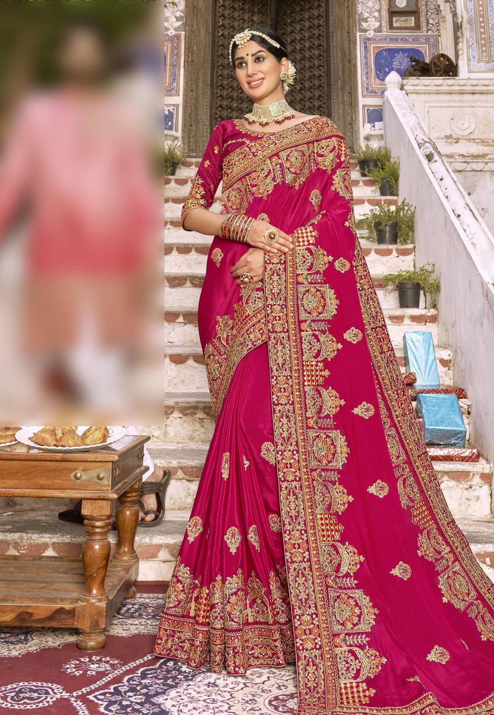 Magenta Art Silk Saree With Blouse 250498