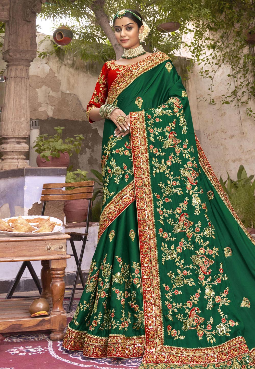 Green Art Silk Saree With Blouse 250500