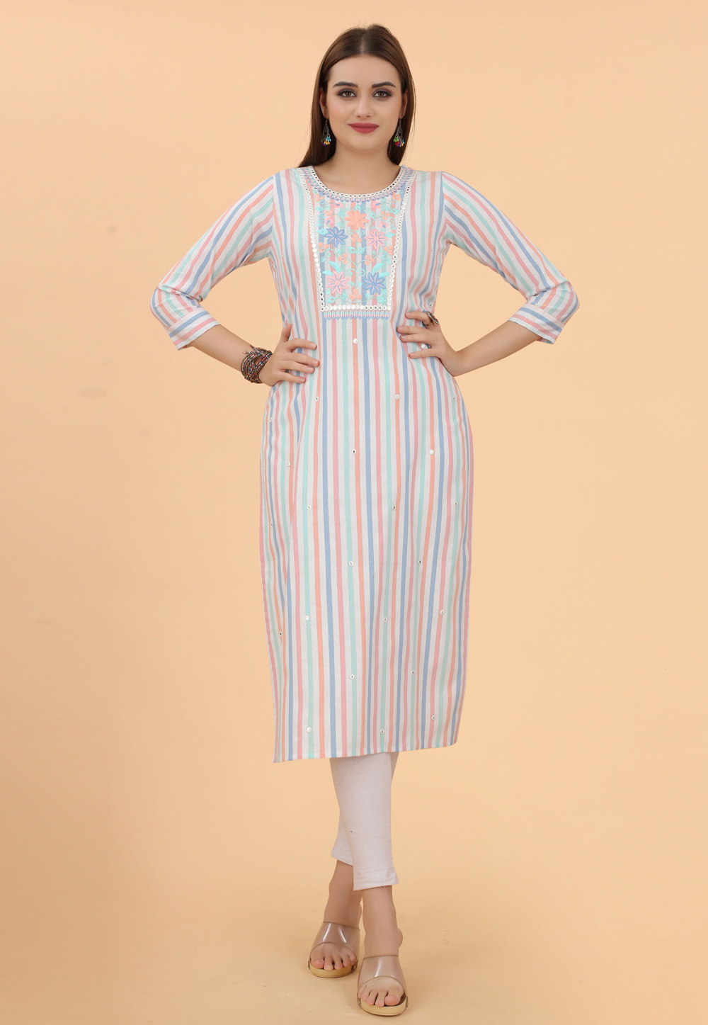 White Cotton Kurti 251065