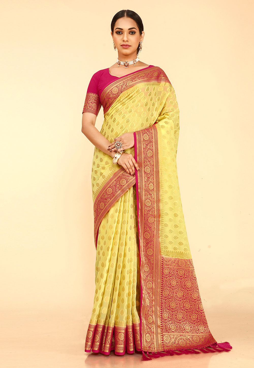 Yellow Georgette Saree With Blouse 254327