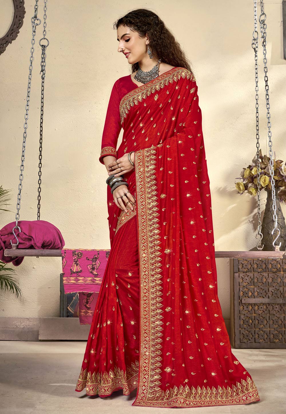 Red Silk Saree With Blouse 255331