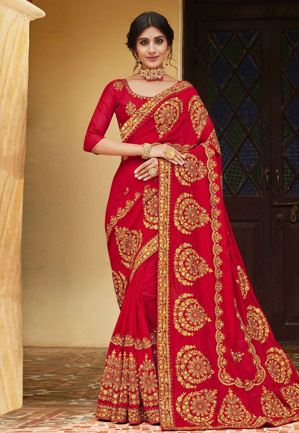 Red Silk Saree With Blouse 255343