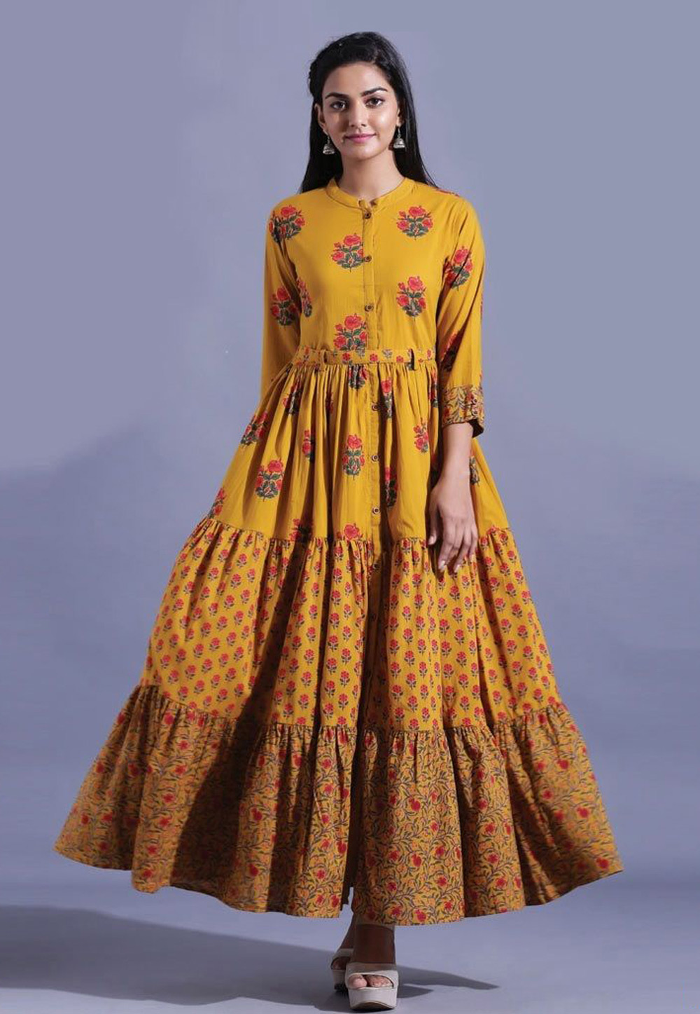 Mustard Muslin Gown 256330