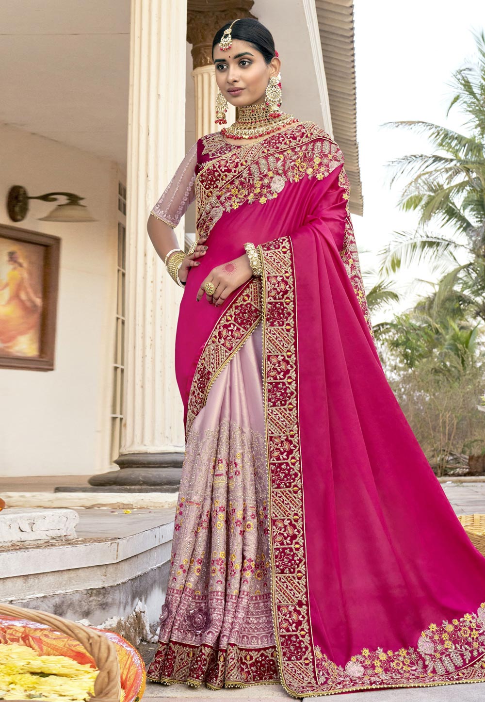 Pink Art Silk Saree With Blouse 257618