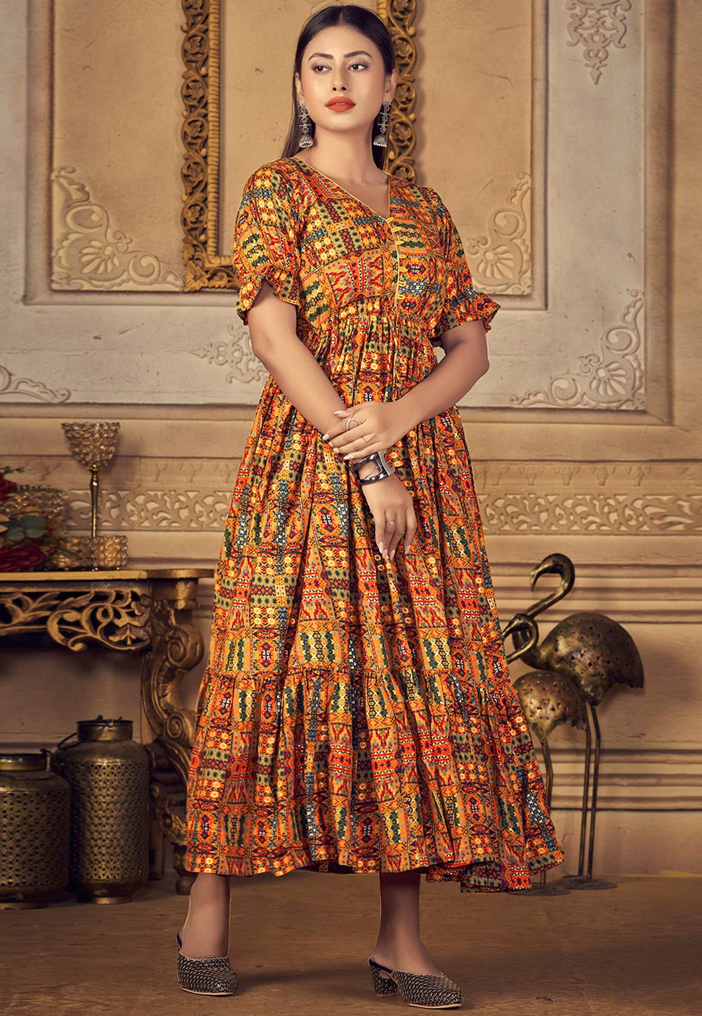 Shop Mustard Yellow Jaipuri Block Print Kurtis – Pomcha Jaipur