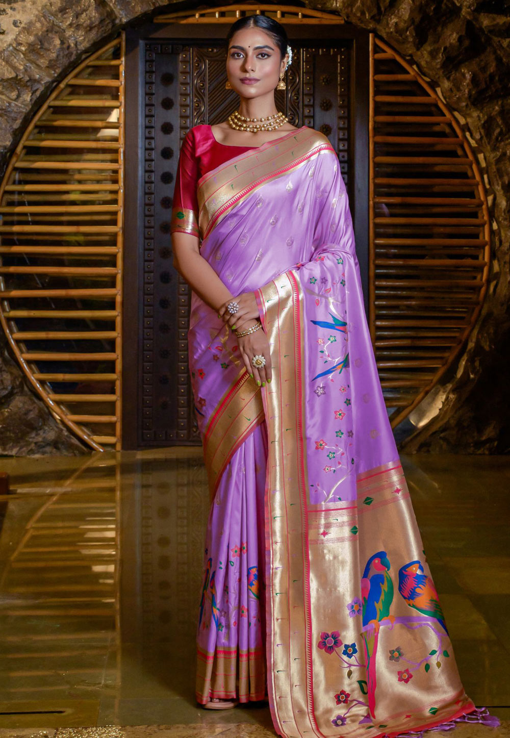 Purple Banarasi Silk Saree With Blouse 262063