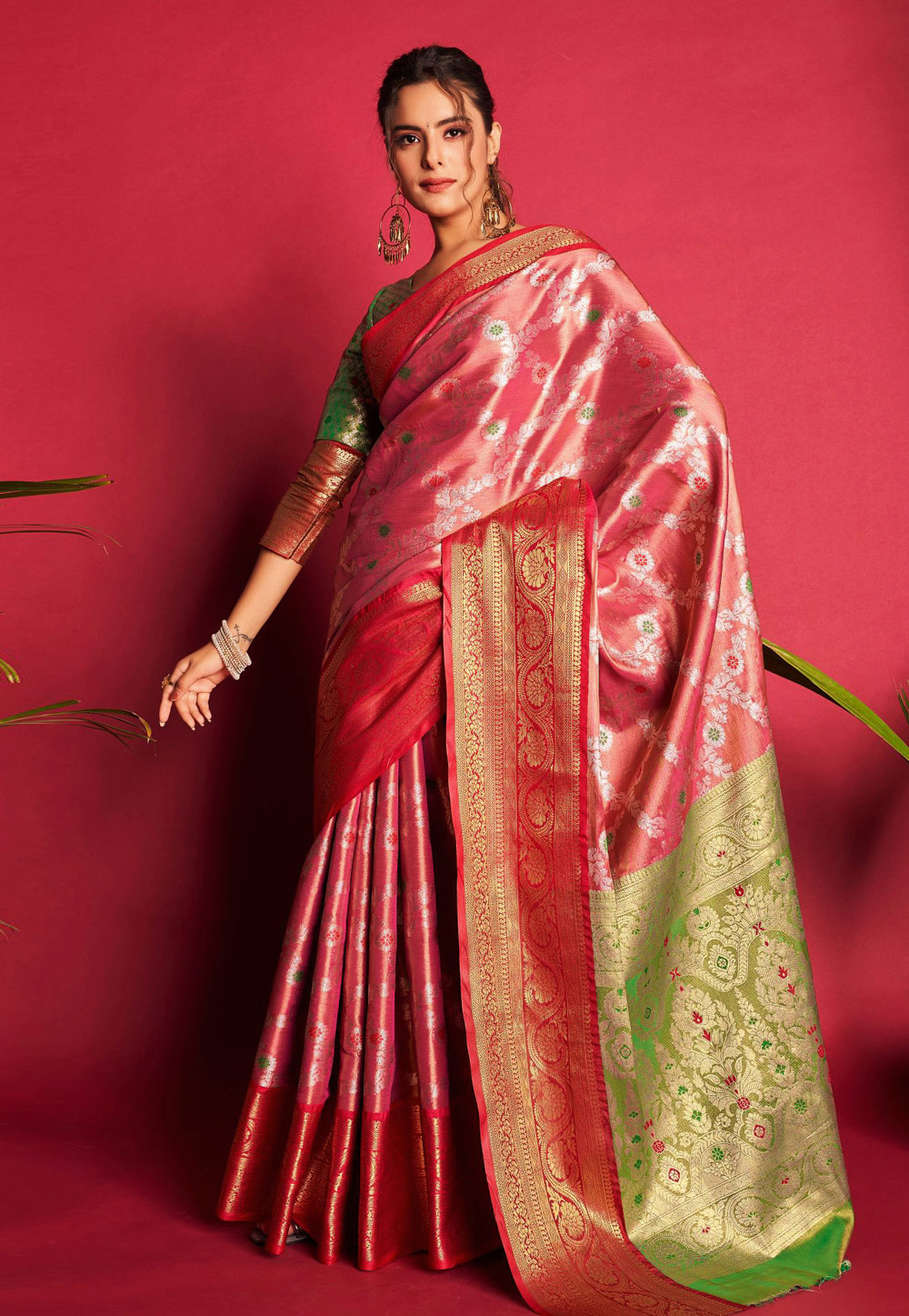 Pink Kanjivaram Silk Saree With Blouse 262262