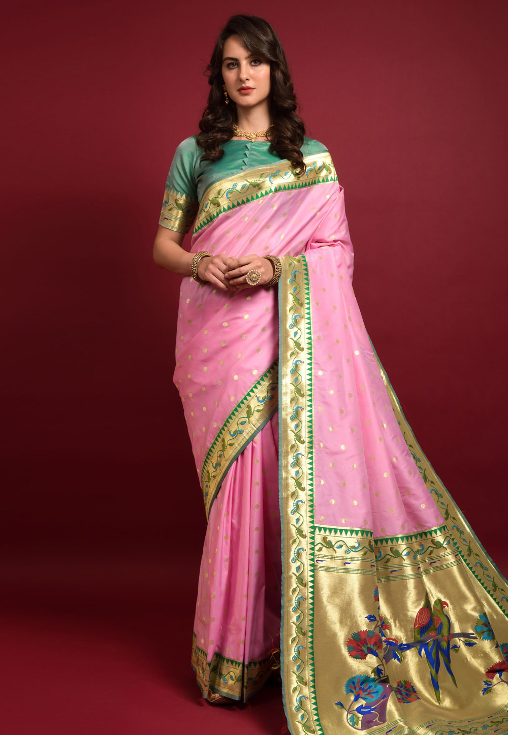 Pink Banarasi Silk Paithani Saree 262483