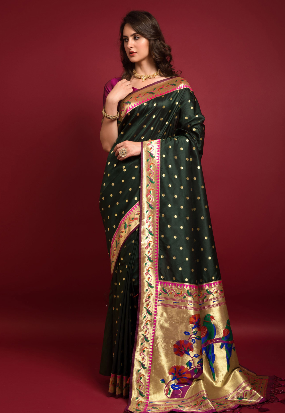 Green Banarasi Silk Saree With Blouse 262484