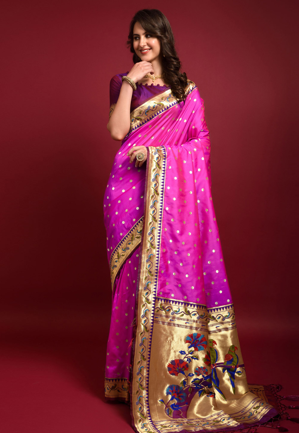 Pink Banarasi Silk Saree With Blouse 262488