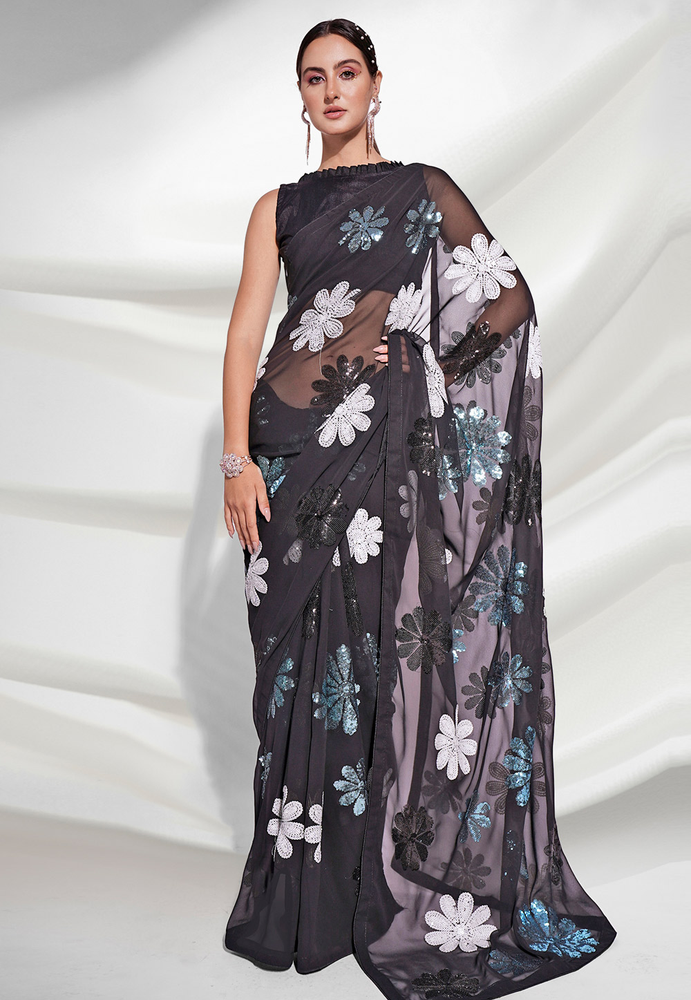 Black Georgette Saree With Blouse 262536