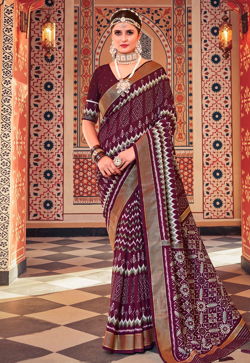 Wine Cotton Silk Saree With Blouse 262876