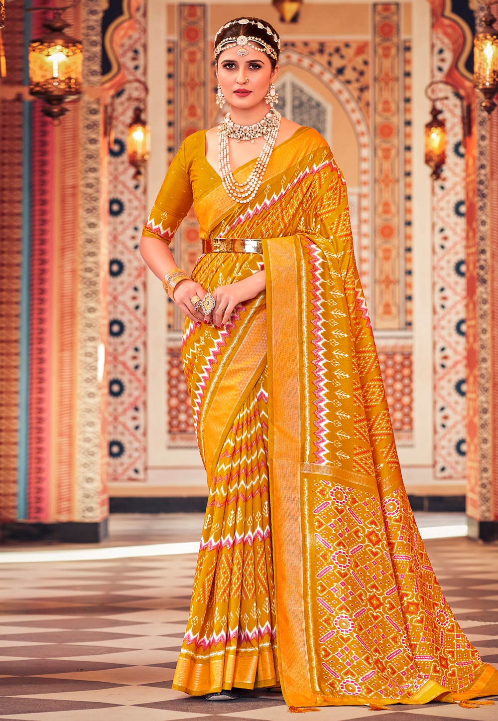 Mustard Cotton Silk Saree With Blouse 262878