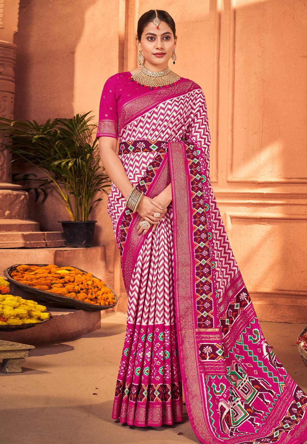 Magenta Cotton Silk Saree With Blouse 262852