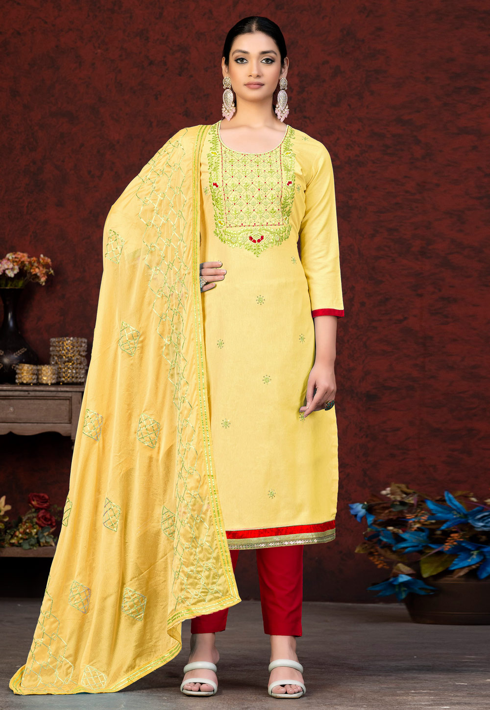 Yellow Cotton Pakistani Suit 263516