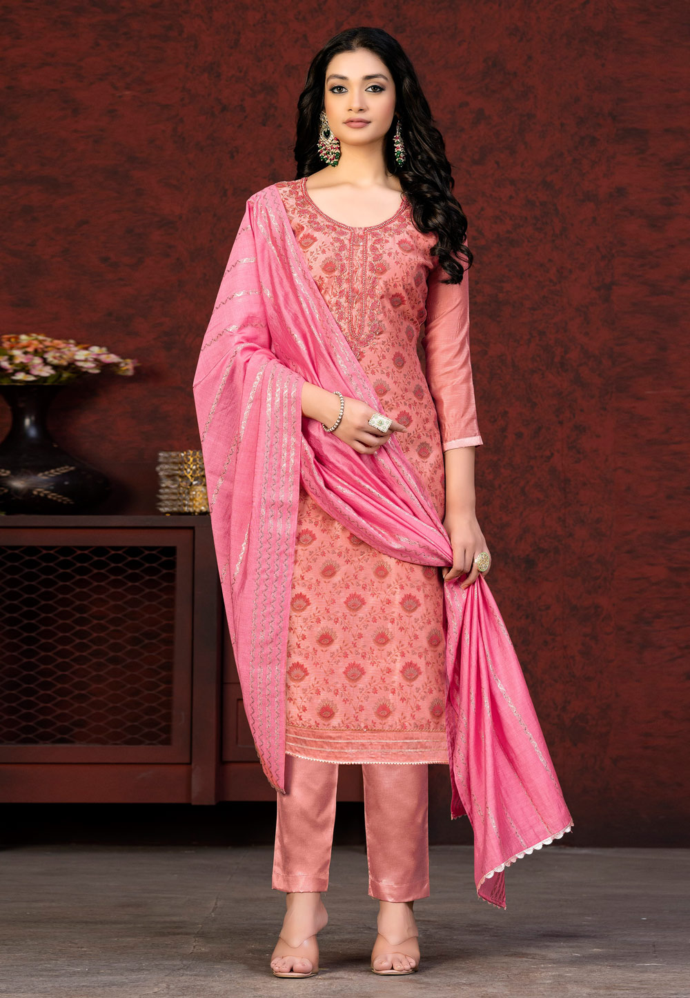 Pink Silk Pant Style Suit 263529