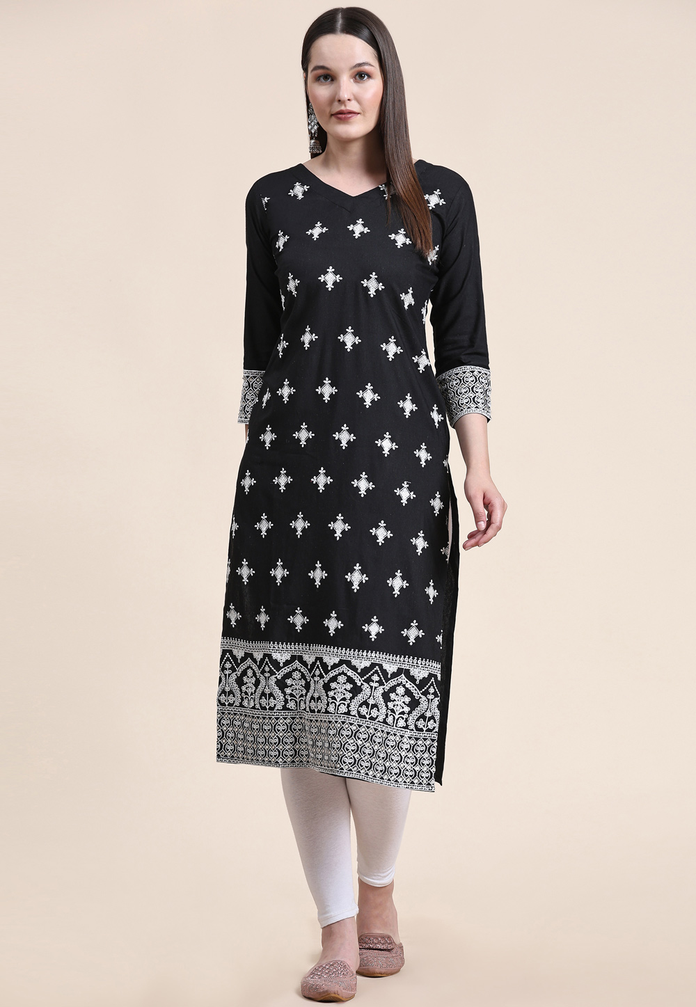 Straight cut Cotton Ajrakh Kurta with Contrast Ajrakh Neck Line | Kurta  neck design, Long dress fashion, Designer kurtis online