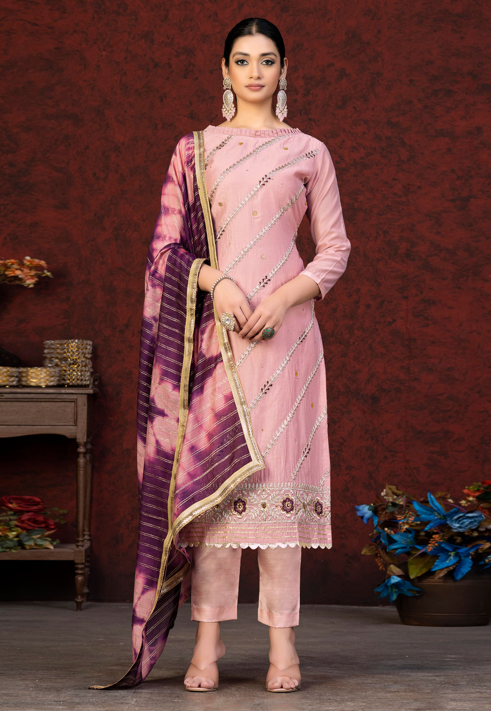 Pink Chanderi Pakistani Suit 263556