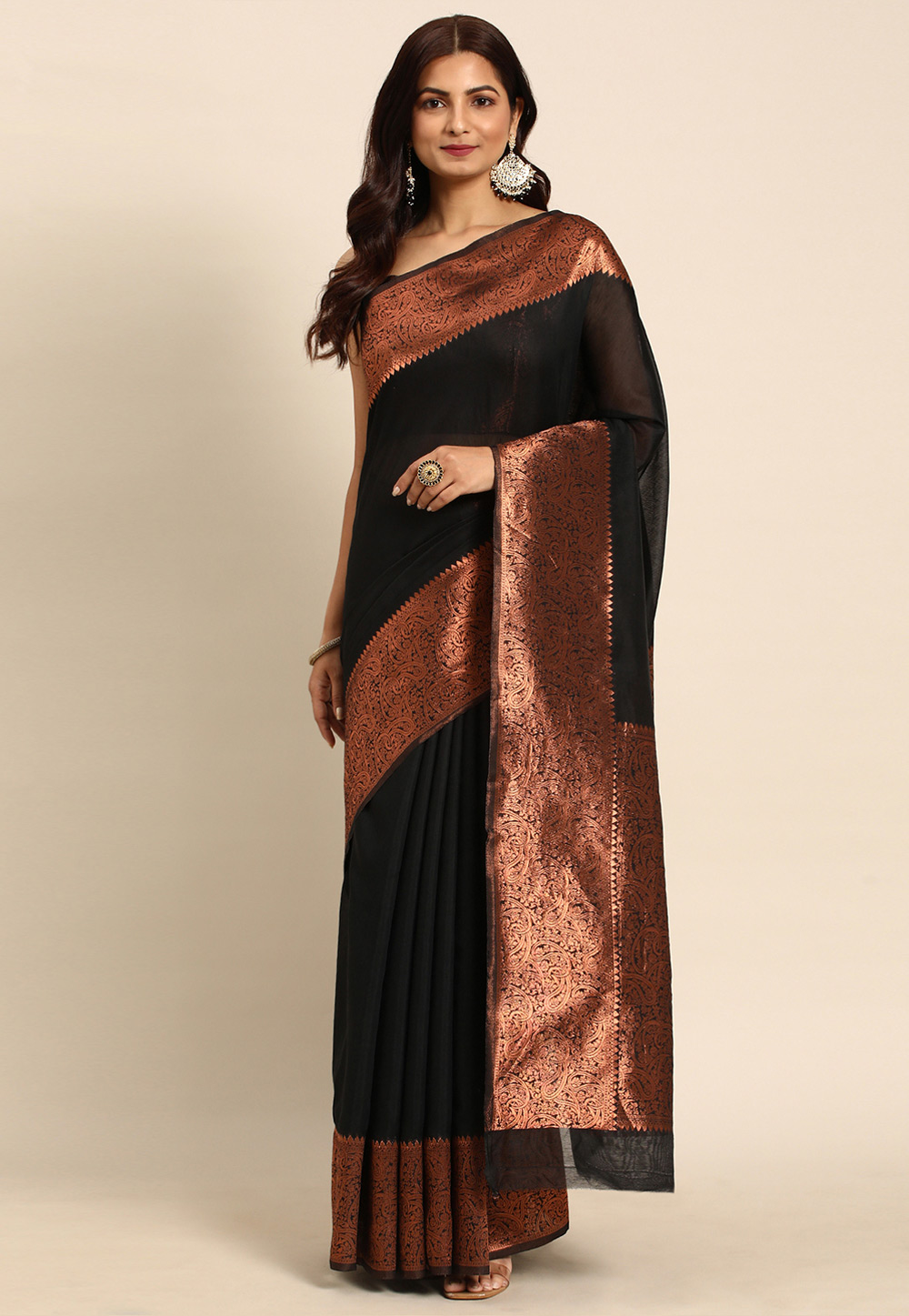 Black Silk Saree With Blouse 263929