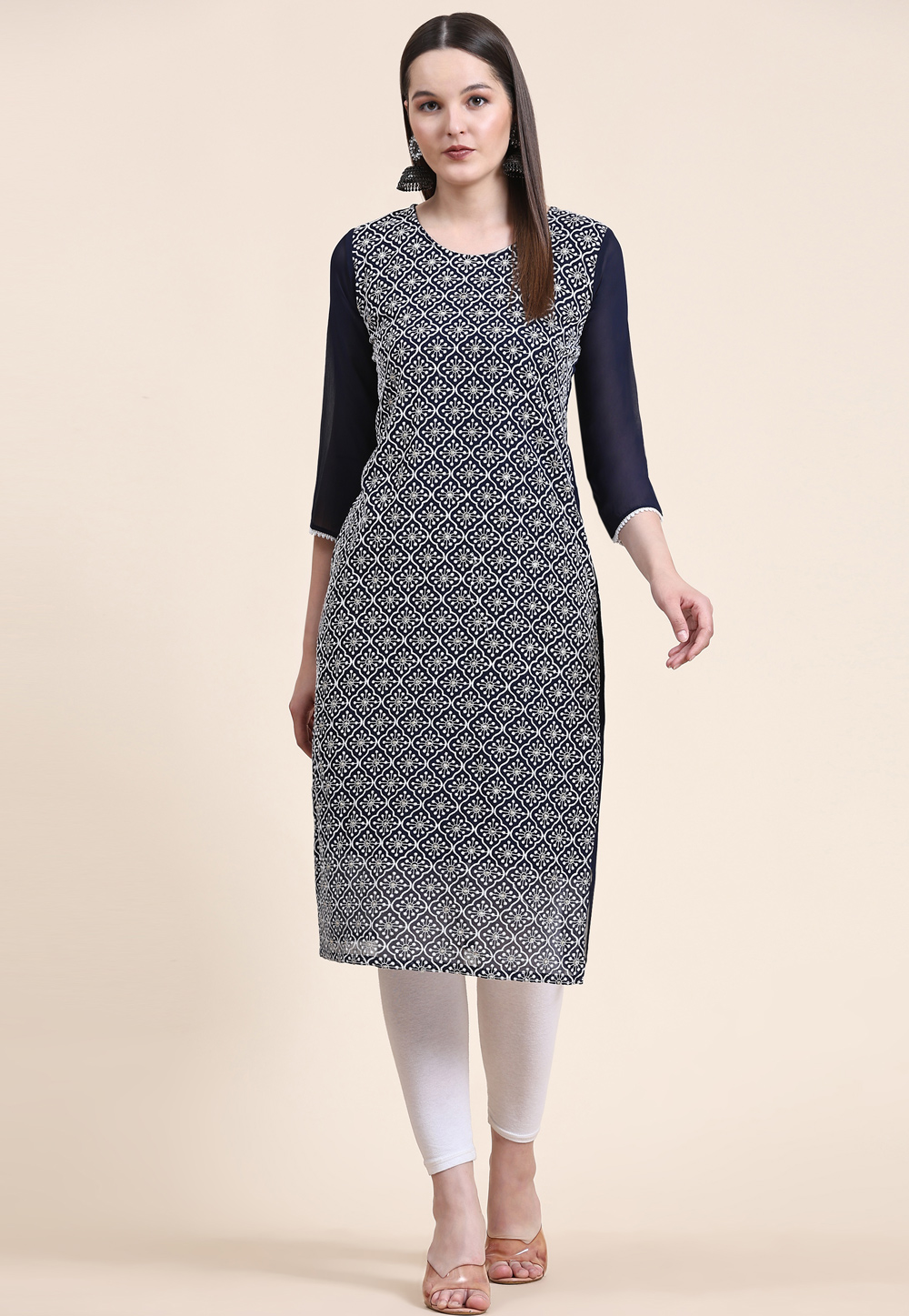 Navy Blue Georgette Tunic 263799