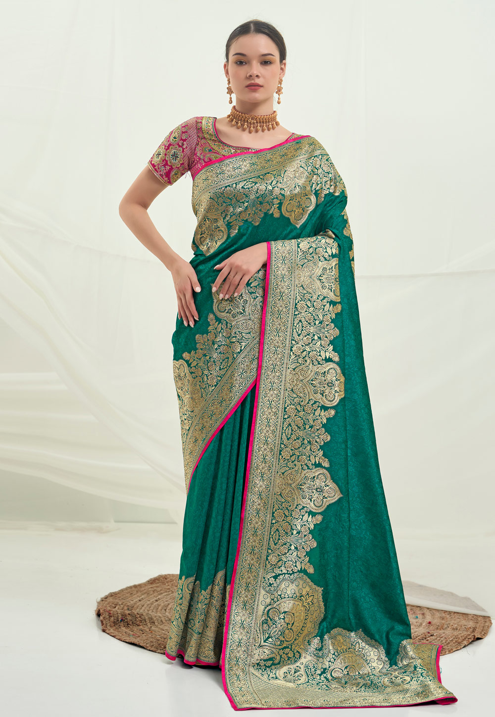Green Banarasi Silk Saree 264195
