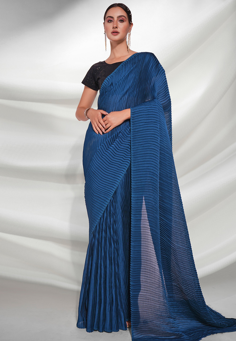 Teal Georgette Saree With Blouse 265163