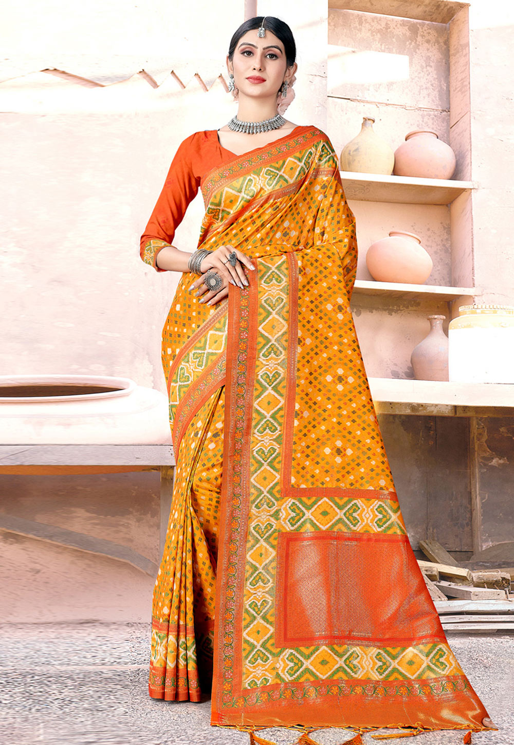 Mustard Banarasi Silk Saree 265671