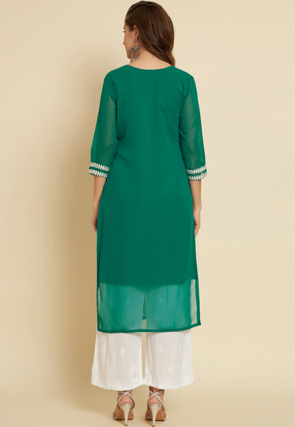 Washable Green Georgette Kurti With Cotton Dupatta at Best Price in Surat |  Maahi Styles