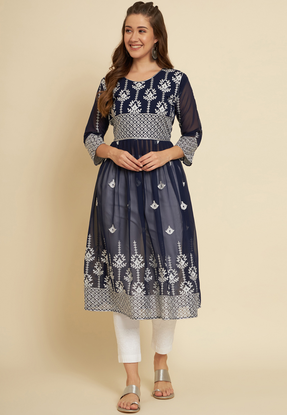 Navy Blue Georgette Tunic 265770