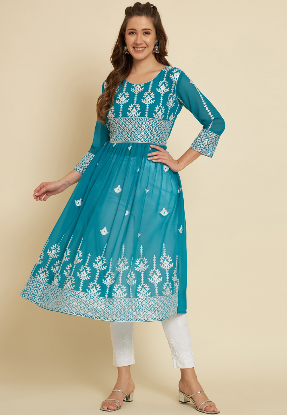 Turquoise Georgette Tunic 265772